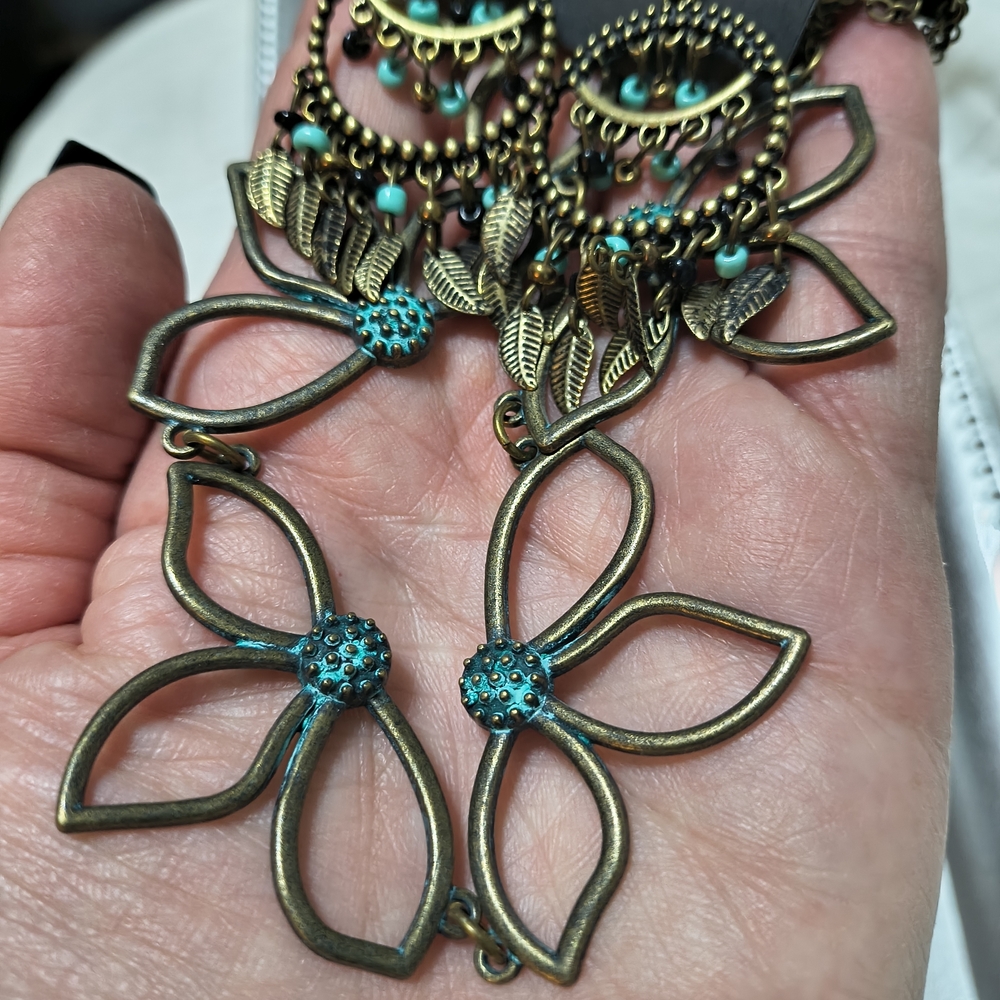 2cpc Elegant Turquoise and Bronze  Cottage/Native Style Vibe Duo.